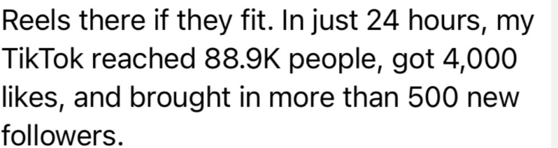 88.9K reach in 24 hours, 500+ new followers