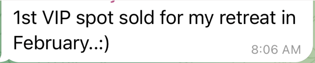 1st VIP retreat spot sold