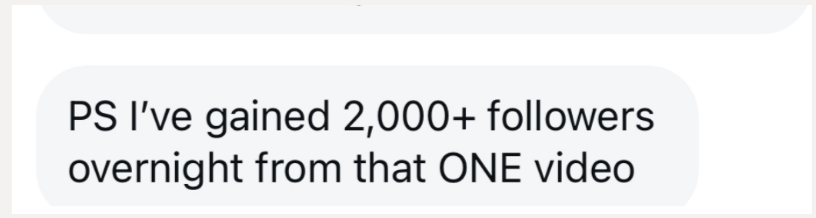 2,000+ followers overnight from one video