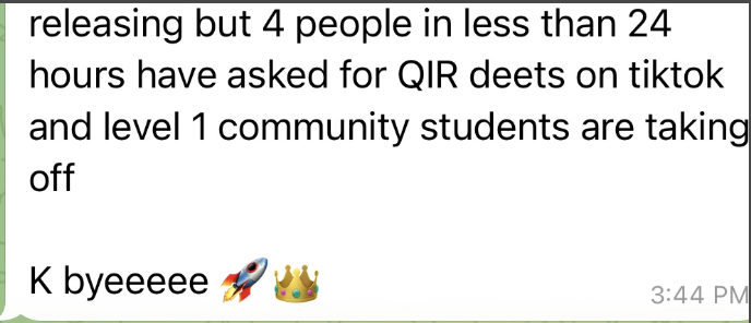 4 people asking for QIR deets in 24 hours