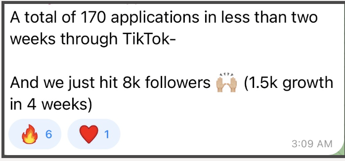 170 applications in two weeks